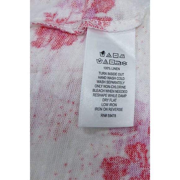 Joie womens xlarge 100% linen knit white pink floral tank top - Picture 6 of 6